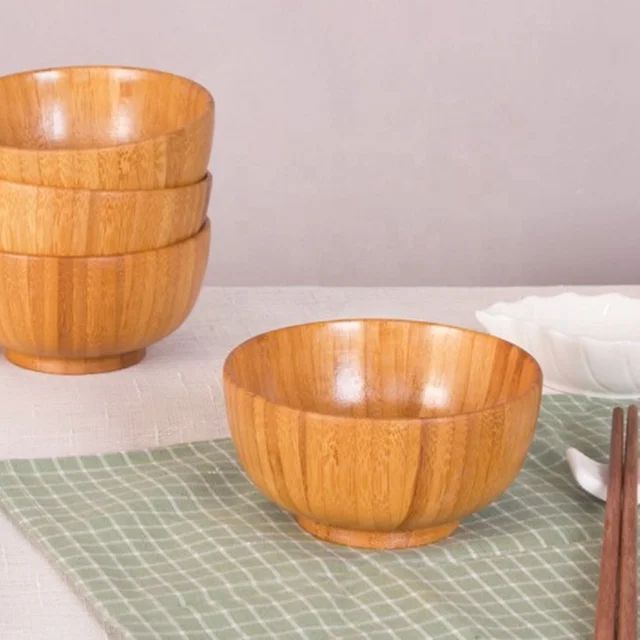 5 inch Handmade Durable Children Tableware Natural Eco Friendly wooden Baby Bowl