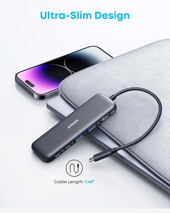 Anker USB C Hub, 5-in-1 USBC to HDMI Splitter with 4K Display, 1 x Powered USB-C 5Gbps & 2×Powered USB-A 3.0 5Gbps Data Ports for MacBook Pro, MacBook Air, Dell and More