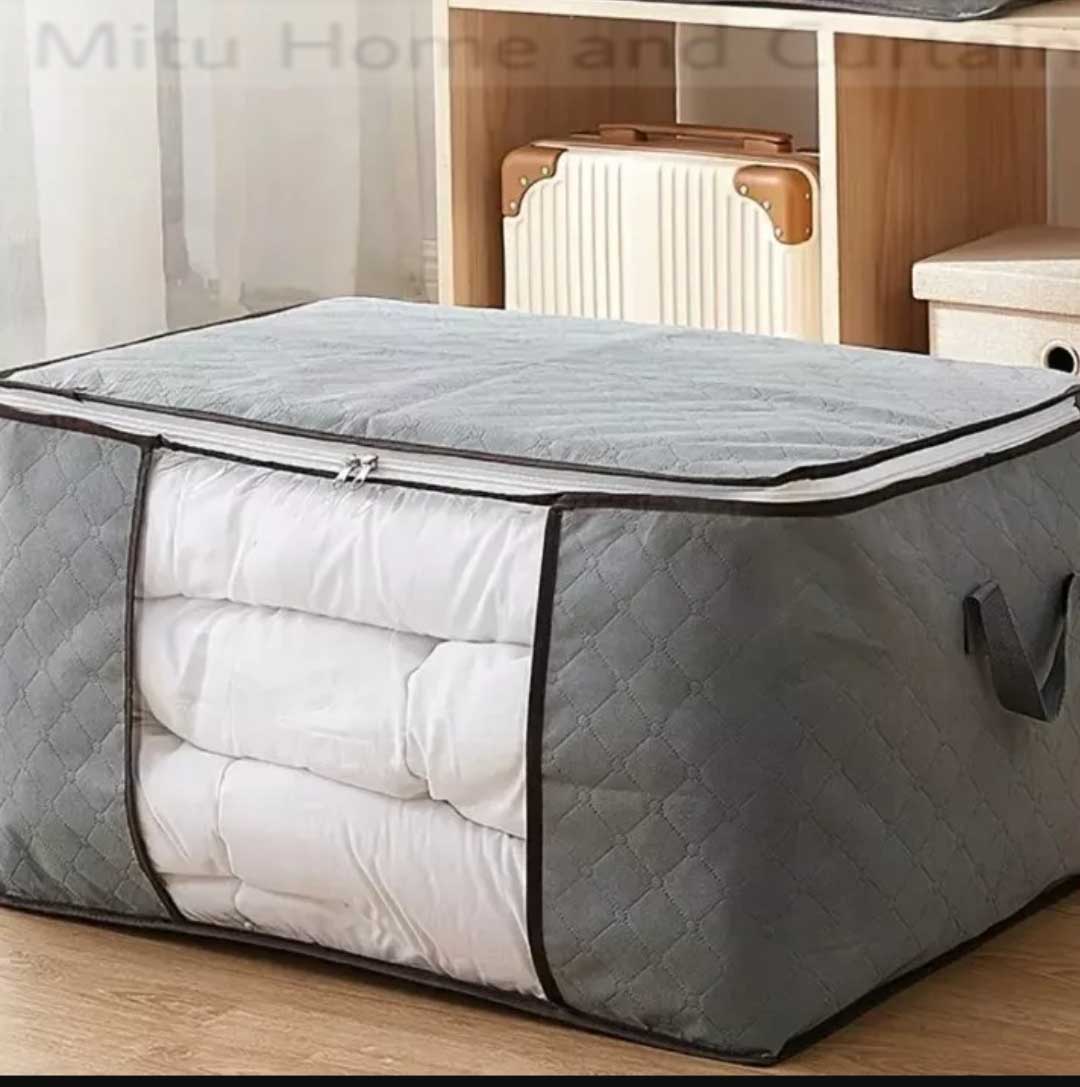 Premium Quality Winter Cloths Storage Organizer Bag / Eco Friendly Wardrobe Organizer Ash , Navy blue