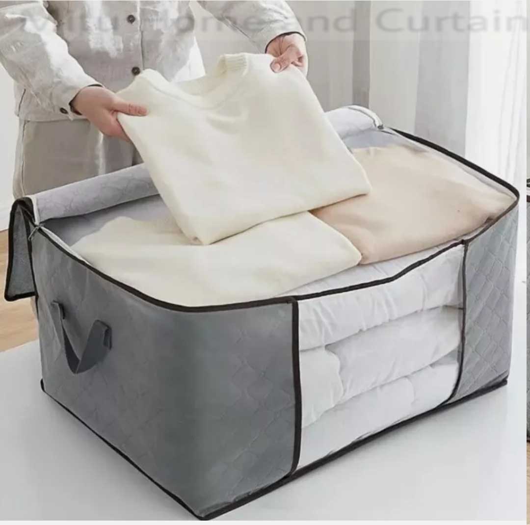 Premium Quality Winter Cloths Storage Organizer Bag / Eco Friendly Wardrobe Organizer Ash , Navy blue